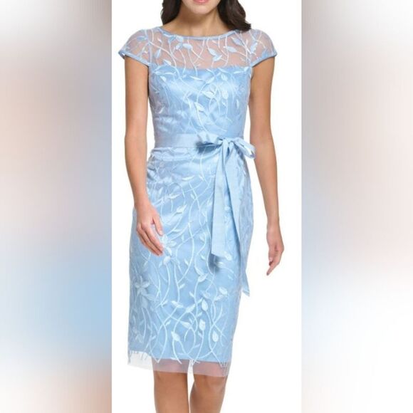 ELIZA J Embroidered Sheath Dress NWOT size 10 SKY Blue - Picture 1 of 5